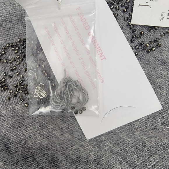 J. Crew Cashmere Blend Beaded Sweater Heather Grey NWT Size M - Picture 7 of 15